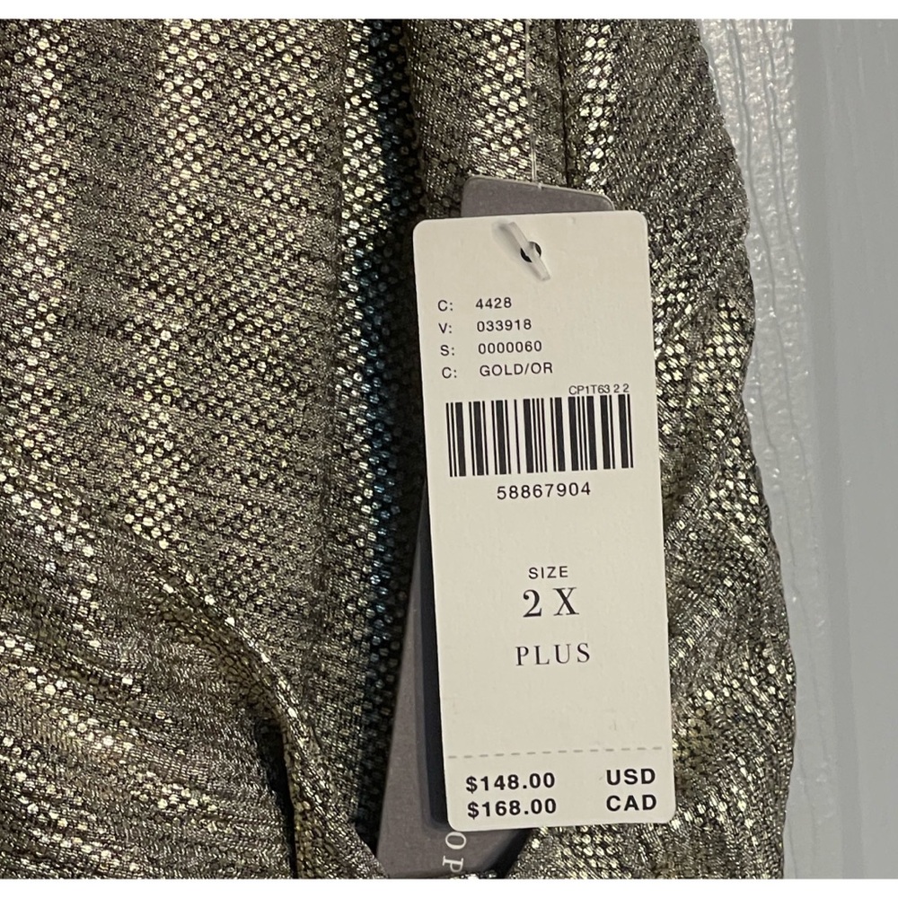 Anthropologie Kari Metallic Midi Dress Gold NWT SZ 2X - Picture 11 of 15